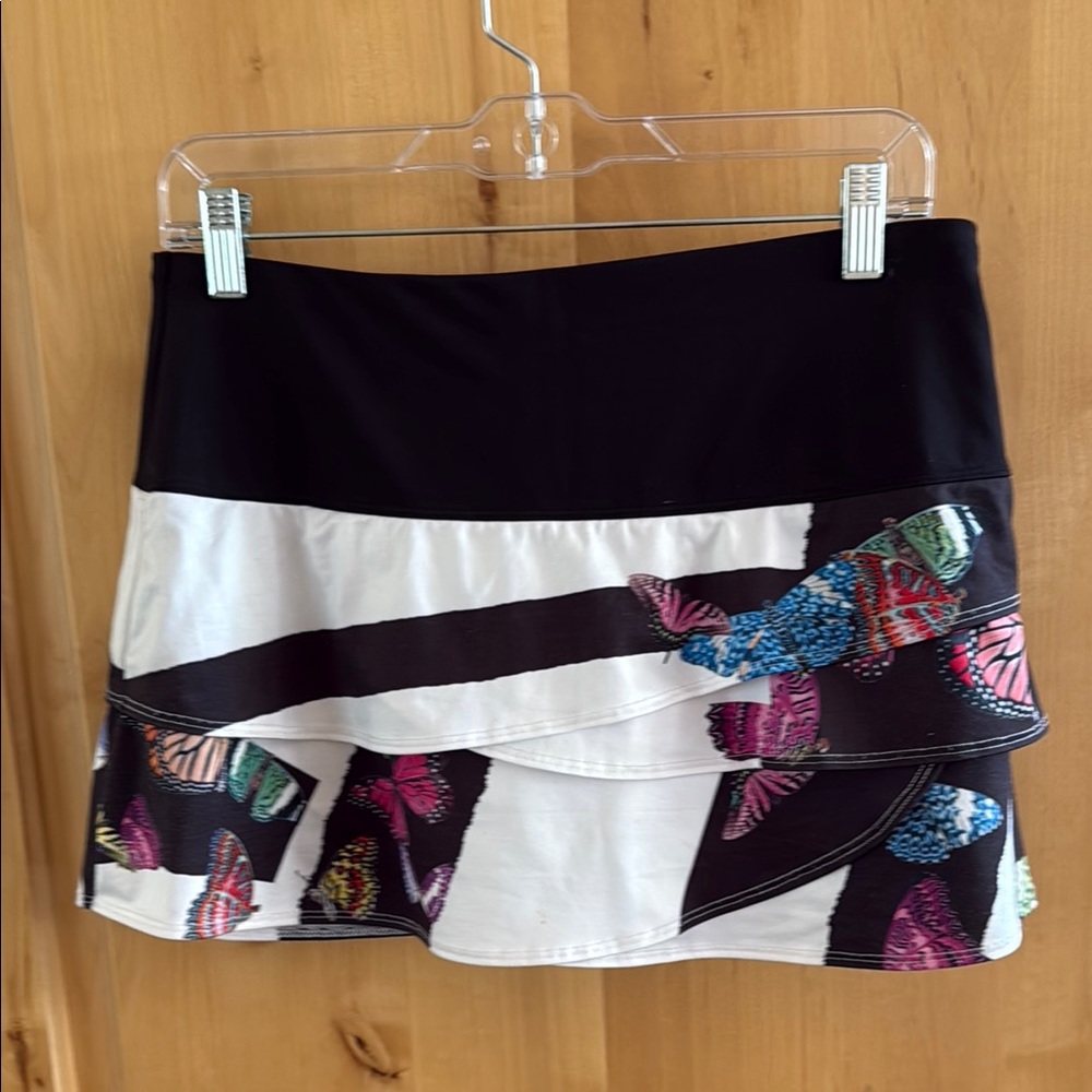Lucky in Love Black and White tiered   Tennis Skirt
